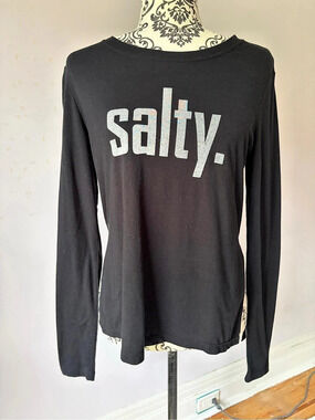 EUC Aliens of Brooklyn Salty Long Sleeve Oversized Graphic Tee Black Size Small